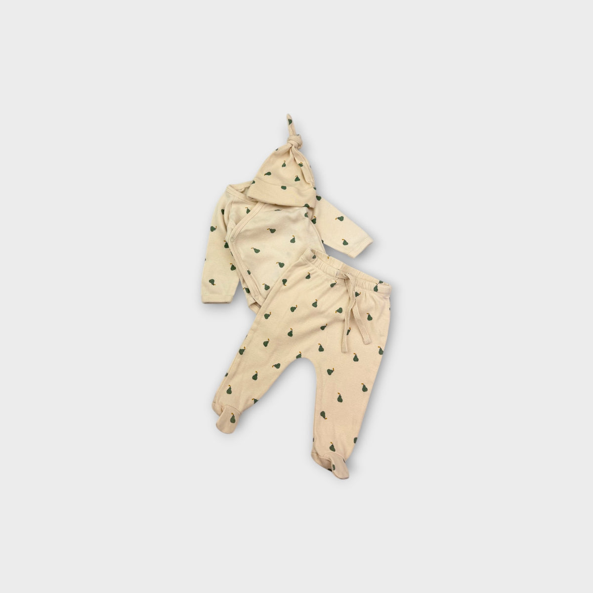 Nature Baby Pear Print Bodysuit, Hat & Pants Set, Size TBC