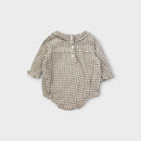 Seed Beige Gingham Frill Collar Romper, Size TBC