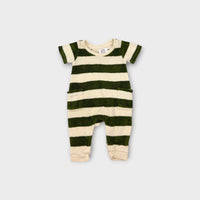 Nature Baby Green Stripe Terry Romper, Size TBC