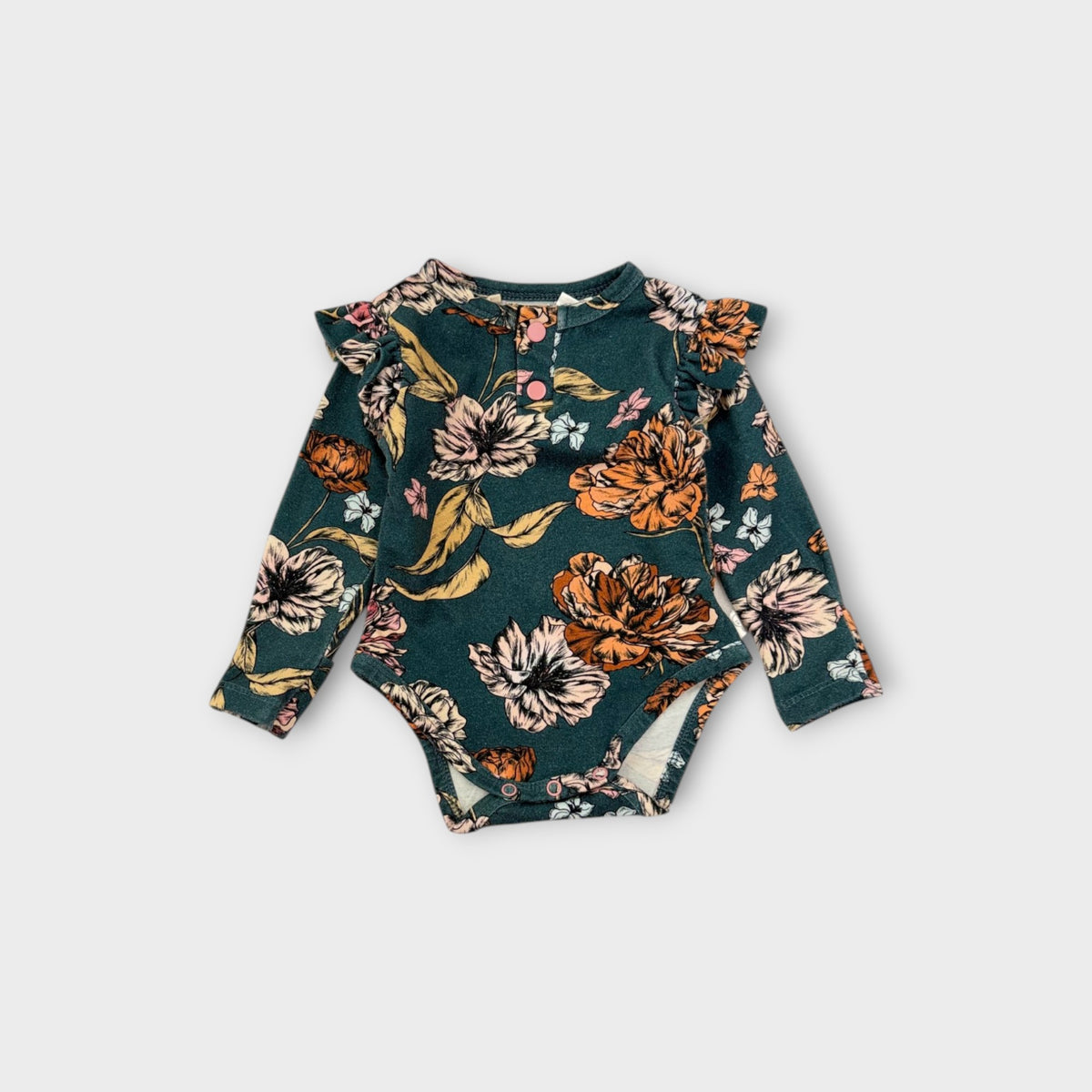 Green Floral Frill Bodysuit, Size TBC