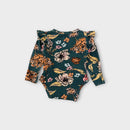Green Floral Frill Bodysuit, Size TBC