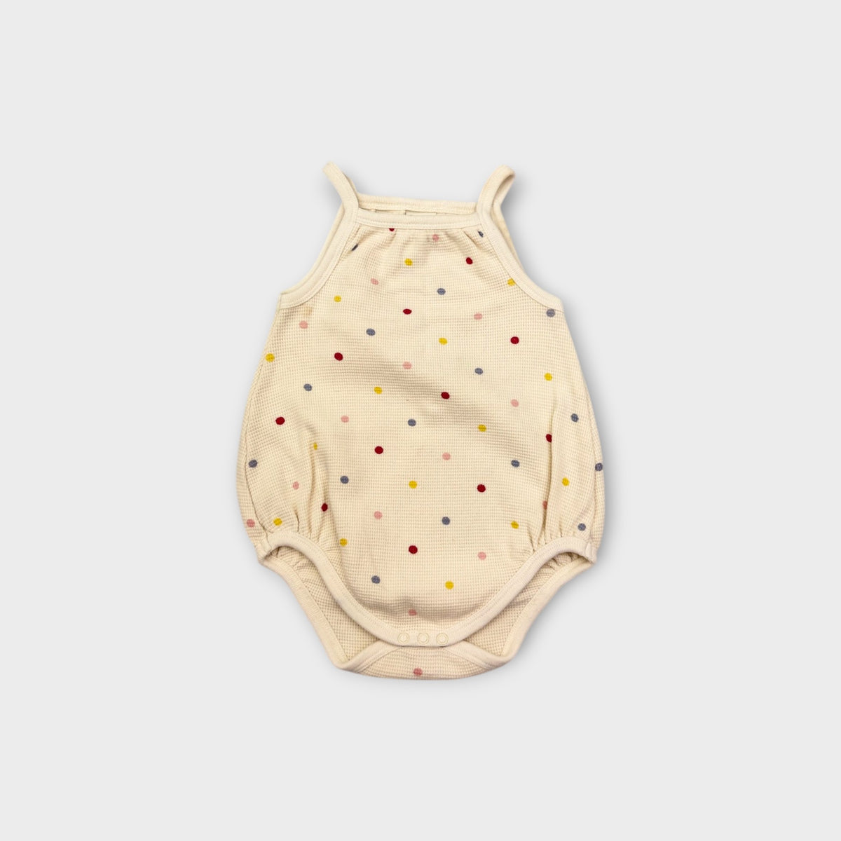 Cream Spot Waffle Romper, Size TBC