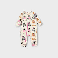 Peter Alexander Puppy Print Zip Romper, Size 3-6M