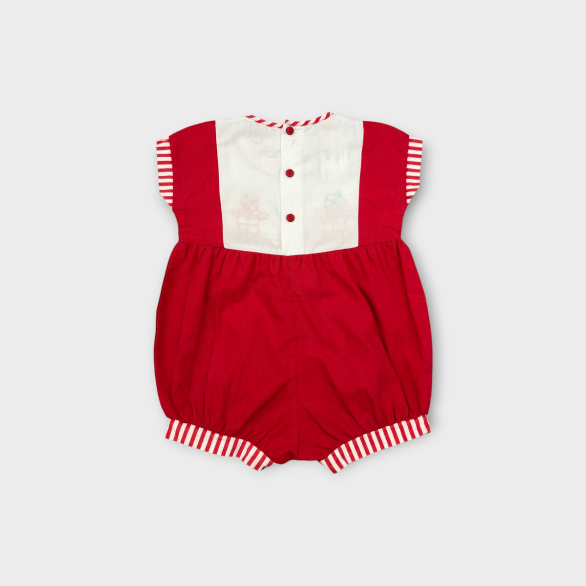 Vintage Red Sailor Embroidered Romper, Size 0
