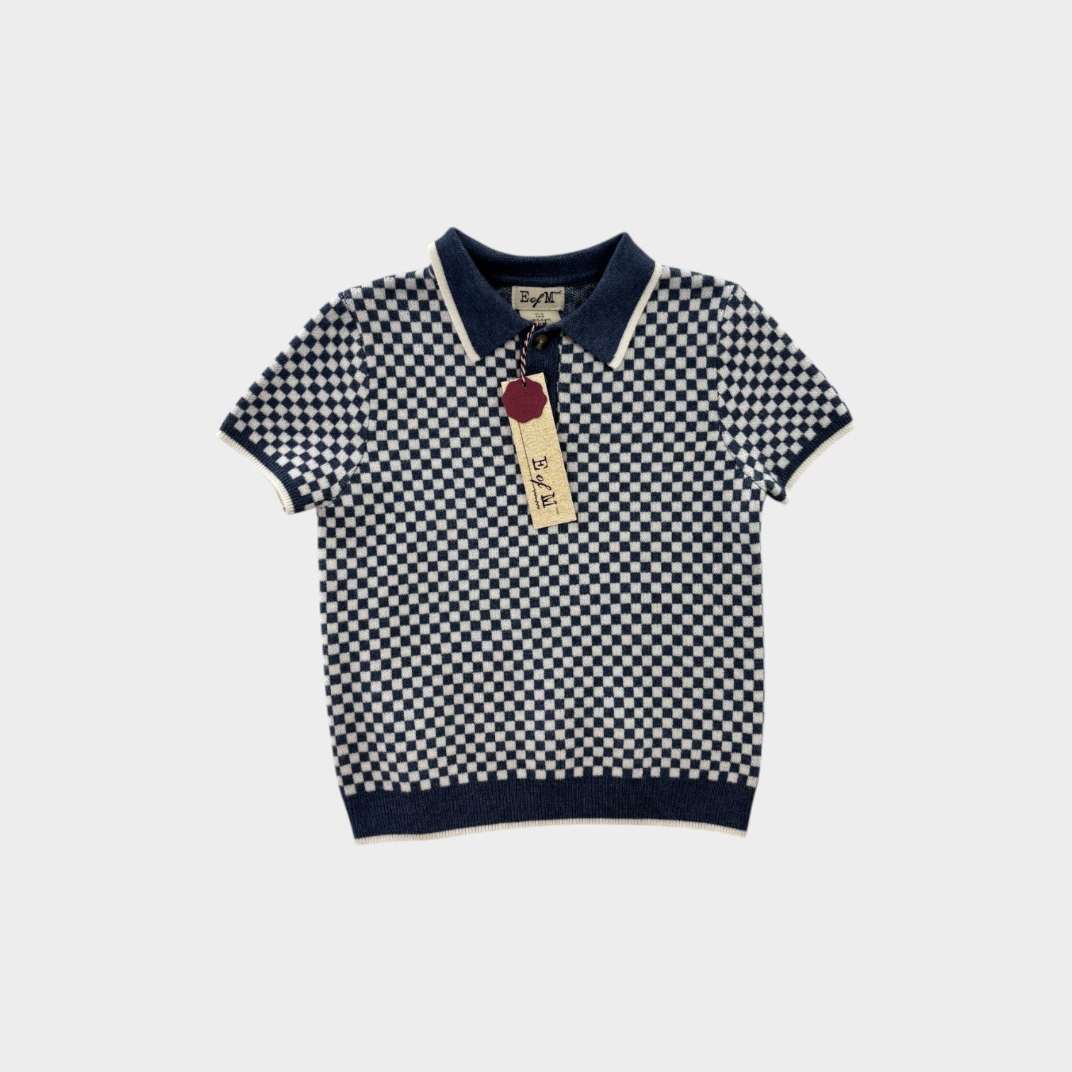 Checkerboard Knit Polo Top, Size 6