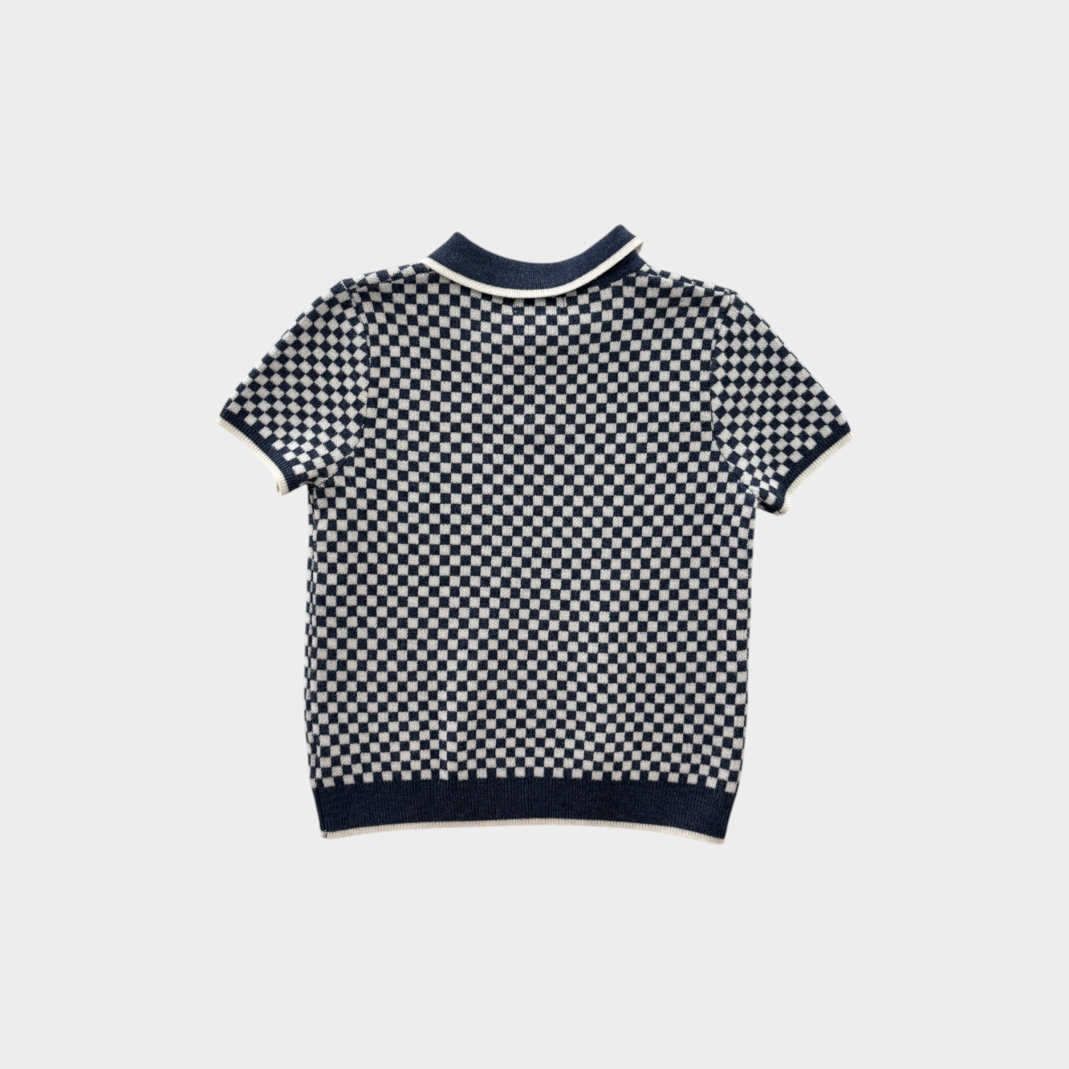 Checkerboard Knit Polo Top, Size 6