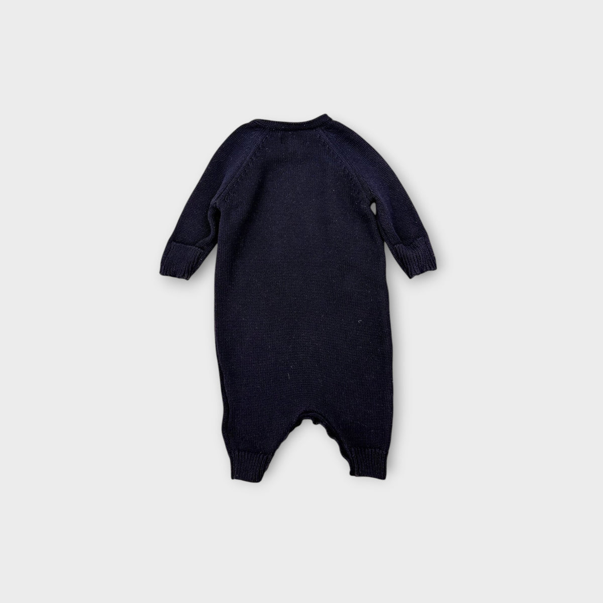 Ralph Lauren Navy Polo Bear Knit Romper, Size TBC