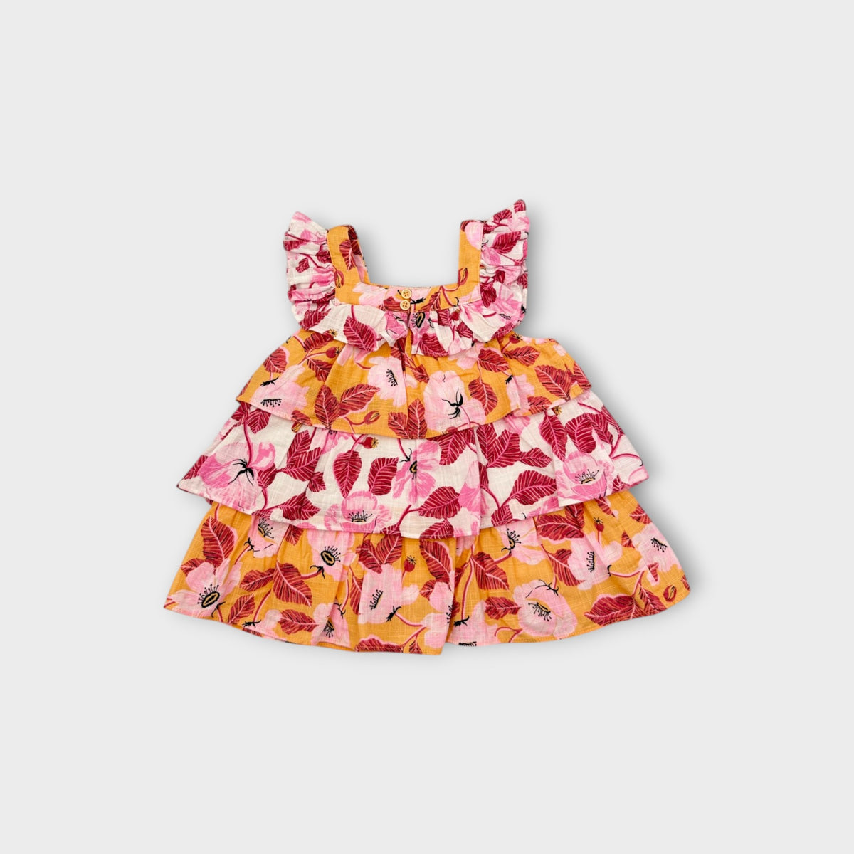 Pink & Orange Floral Tiered Dress, Size TBC
