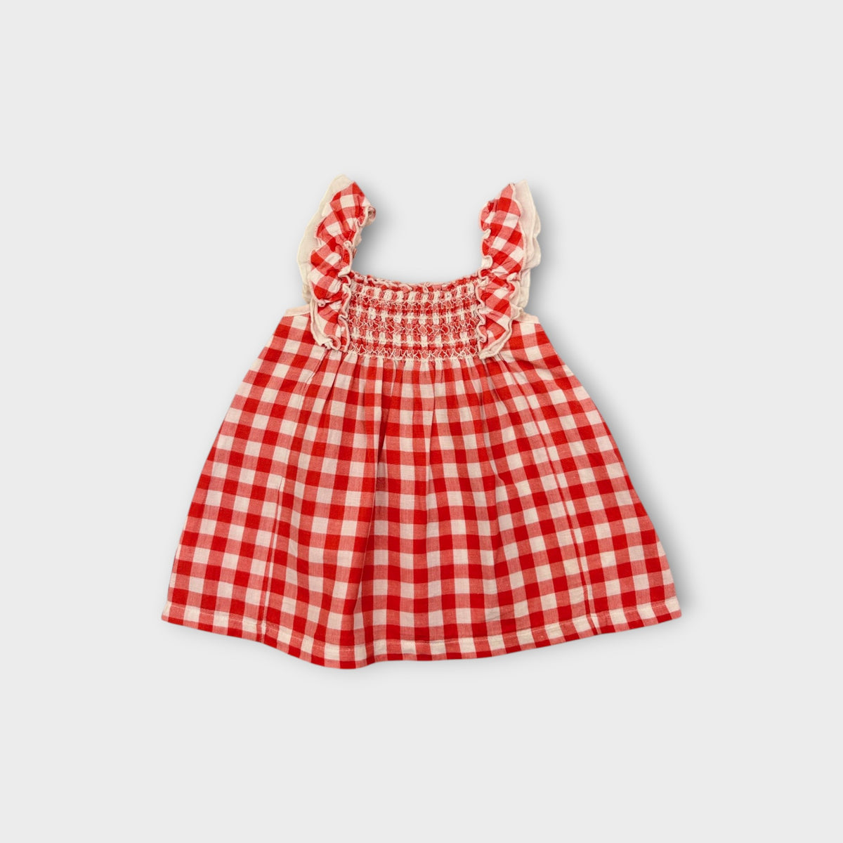 Purebaby Red Gingham Smocked Dress, Size 0