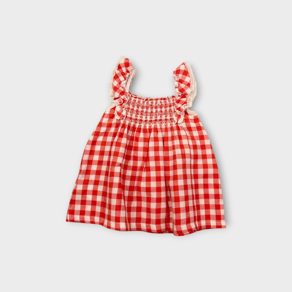 Purebaby Red Gingham Smocked Dress, Size 0