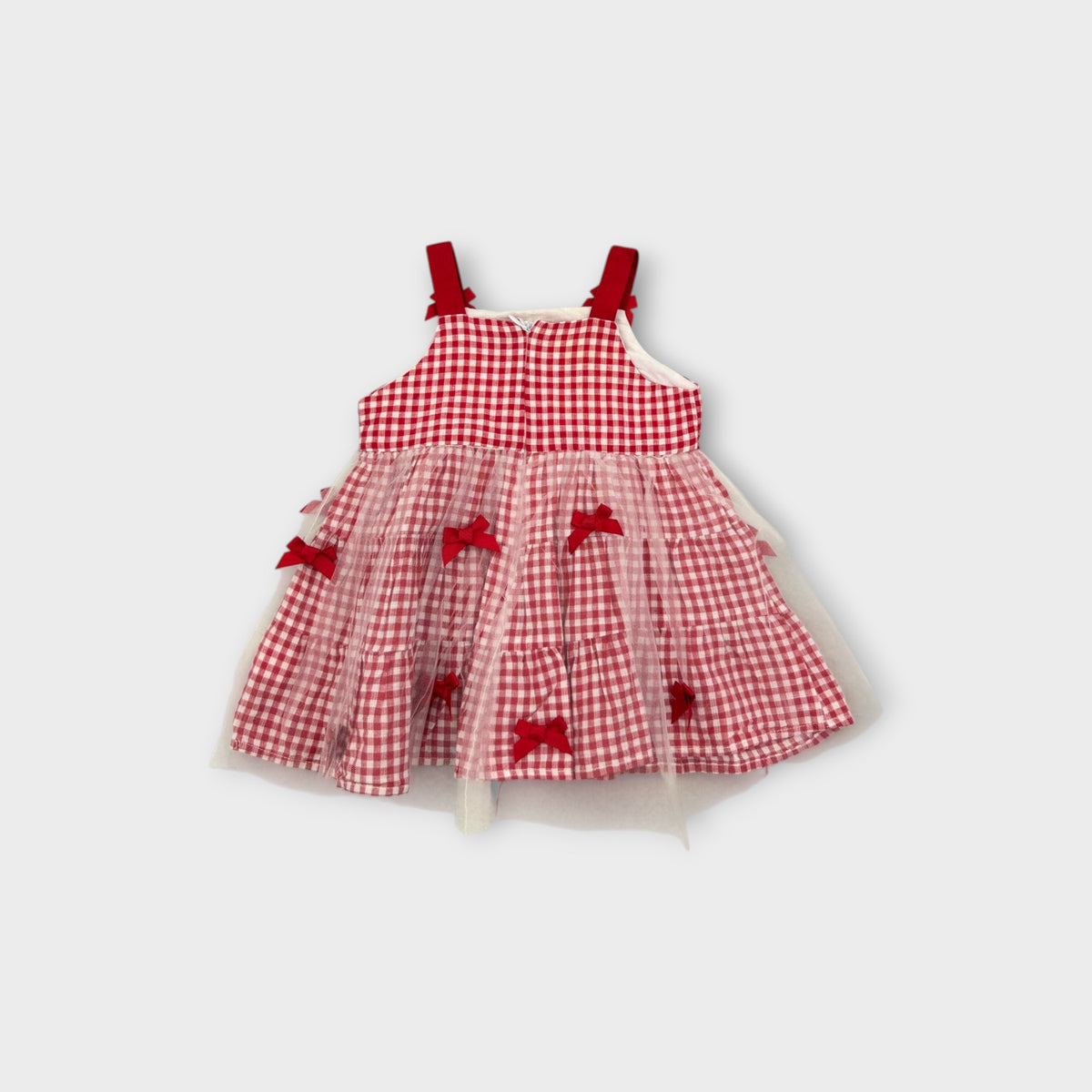 Red Gingham Tulle Bow Dress, Size TBC