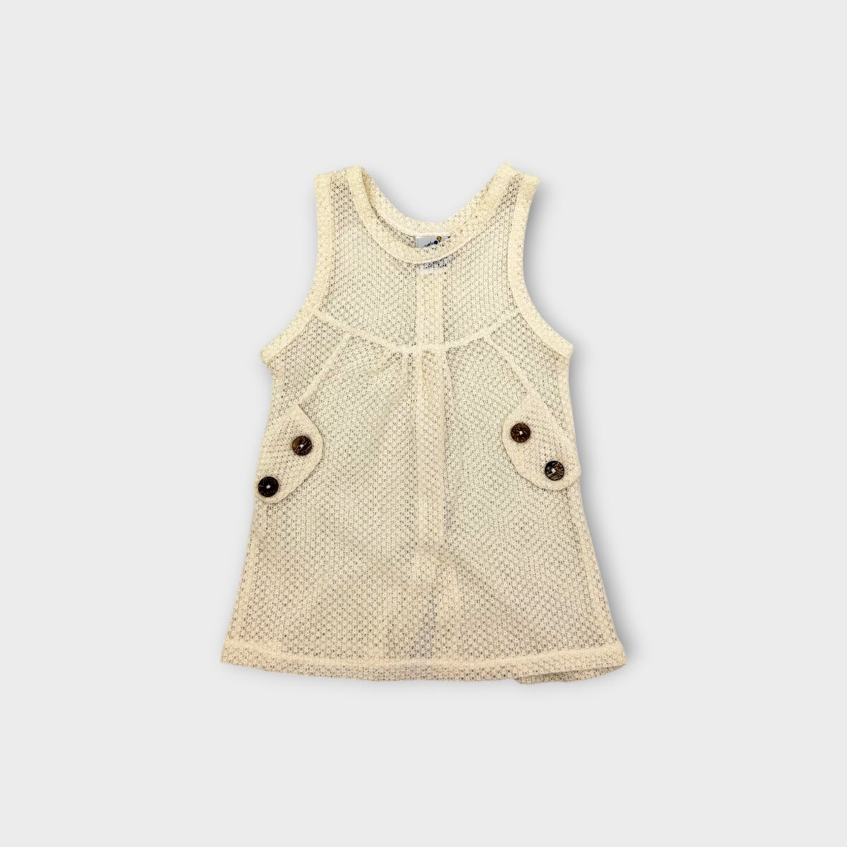 Vintage Cream Crochet Knit Top, Size 2
