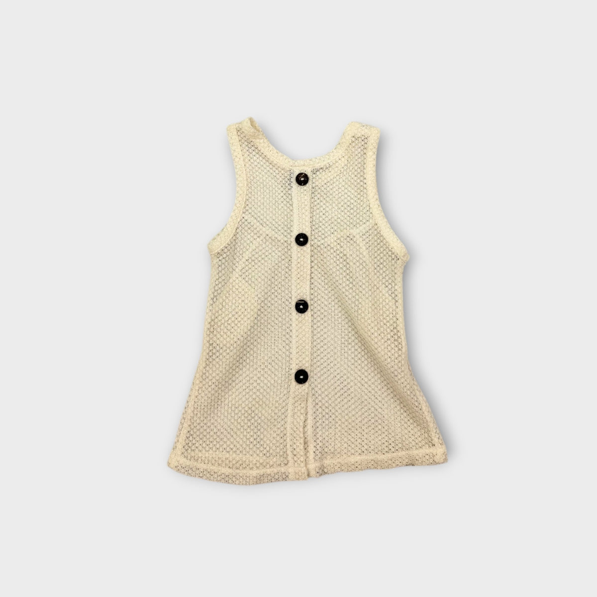 Vintage Cream Crochet Knit Top, Size 2
