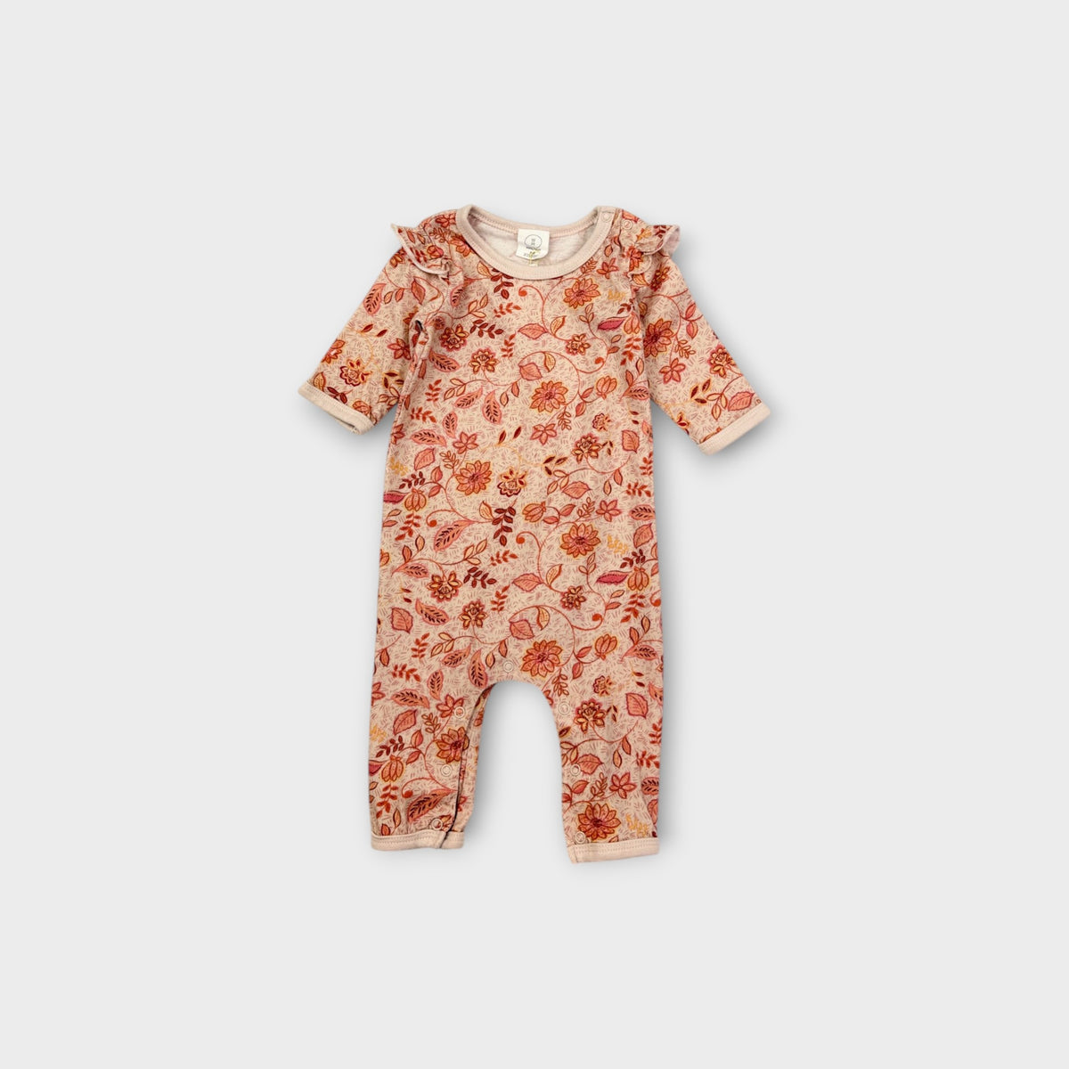 Rust Floral Frill Romper, Size TBC
