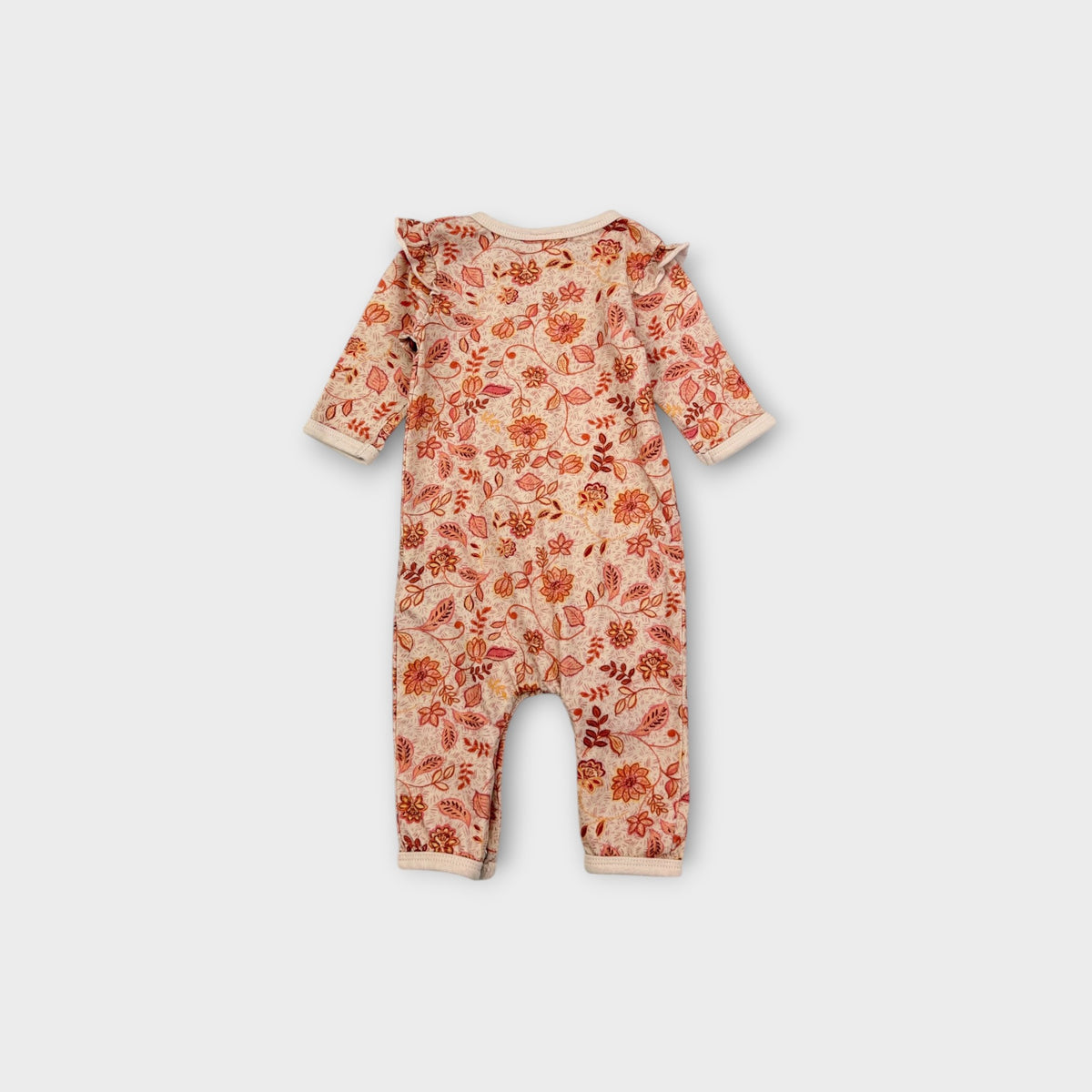 Rust Floral Frill Romper, Size TBC