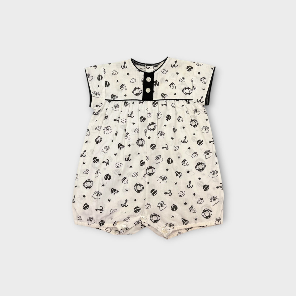 Vintage White Nautical Print Romper, Size 00