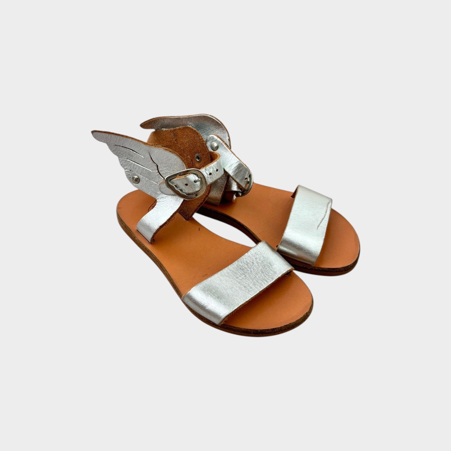 Ancient Greek Sandals Silver Sandals, Size EU 28