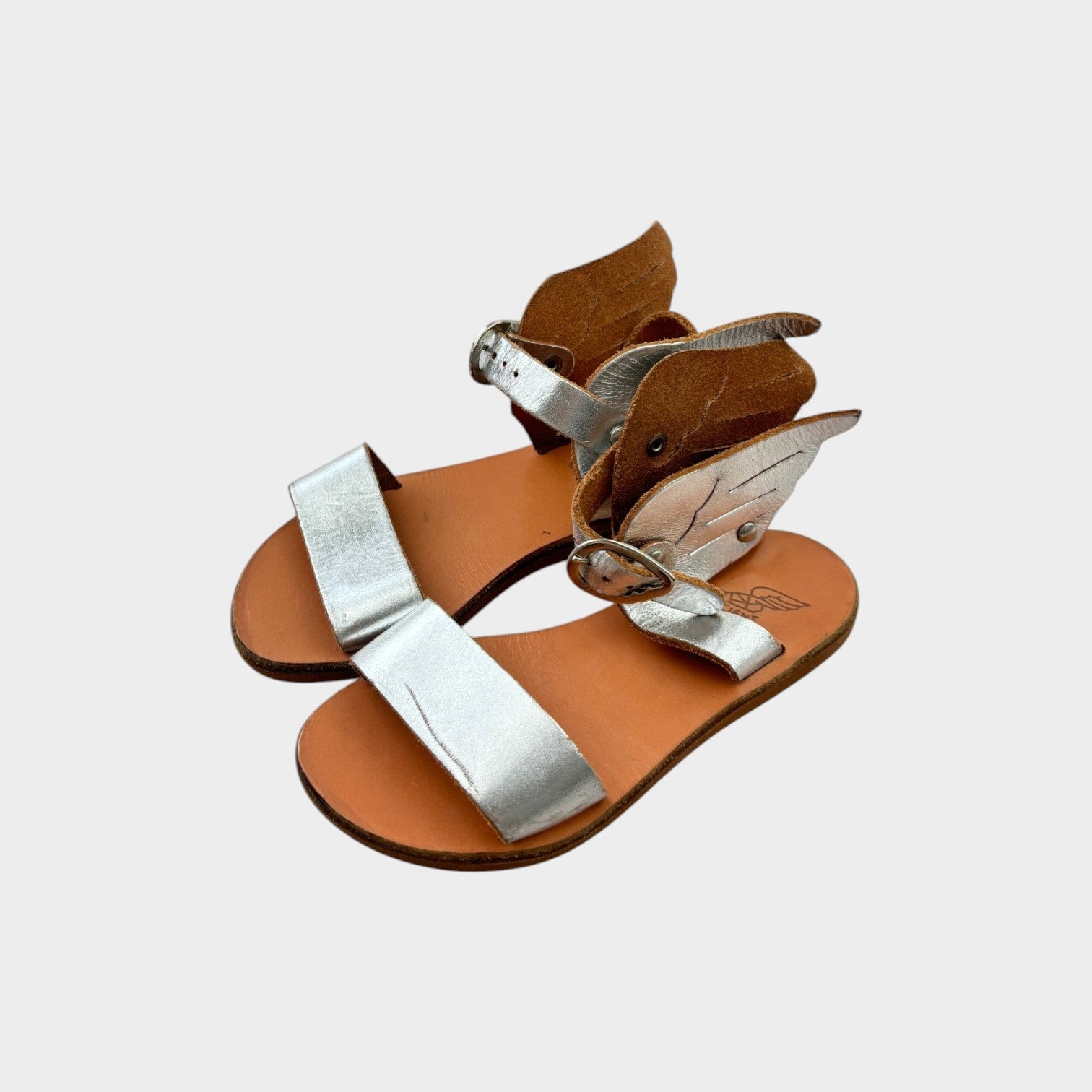 Ancient Greek Sandals Silver Sandals, Size EU 28
