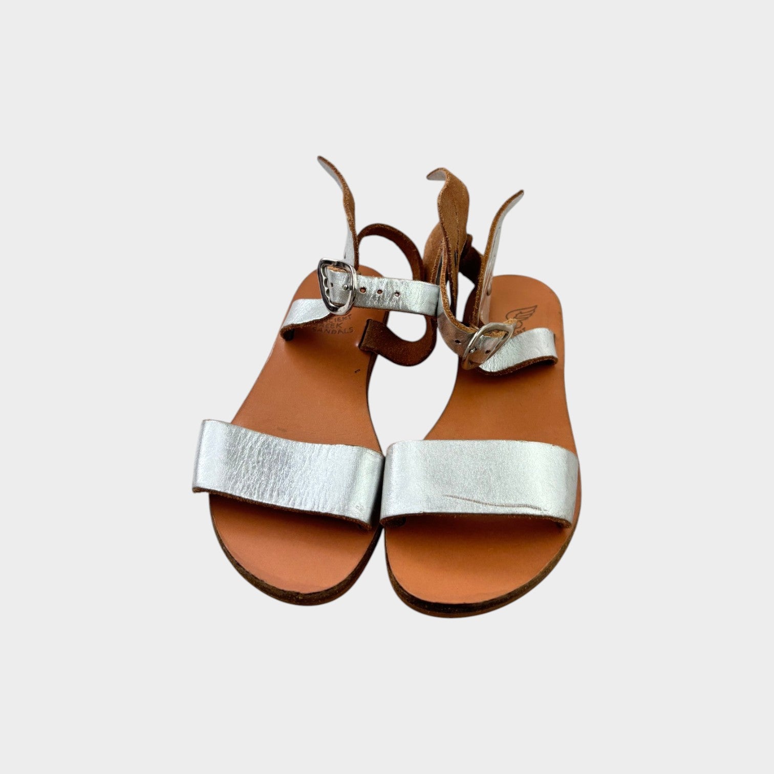 Ancient Greek Sandals Silver Sandals, Size EU 28