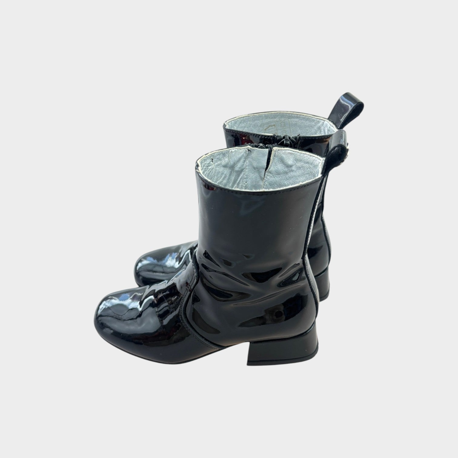 Monalisa Black Patent Boots, Size EU 28