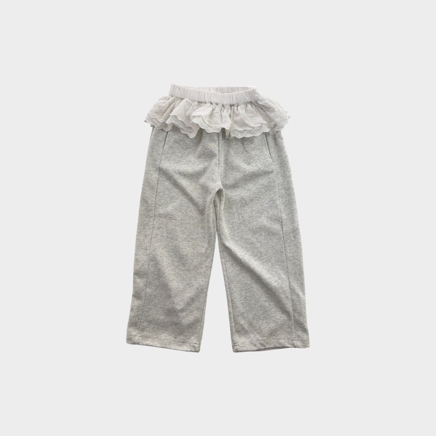 Lace Detail Grey Sweatpants, Size 8-9