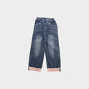 Pink Cuff Wide Leg Jeans, Size 8-9