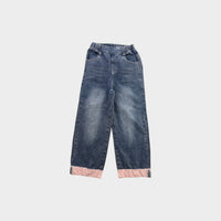 Pink Cuff Wide Leg Jeans, Size 8-9