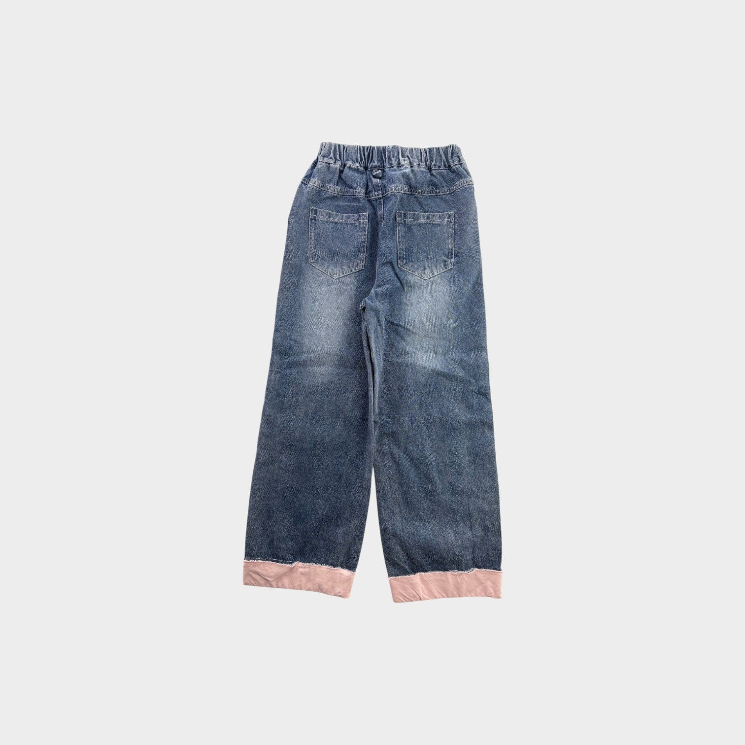 Pink Cuff Wide Leg Jeans, Size 8-9