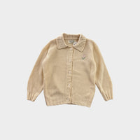 Cream Collar Knit Cardigan, Size 8-9