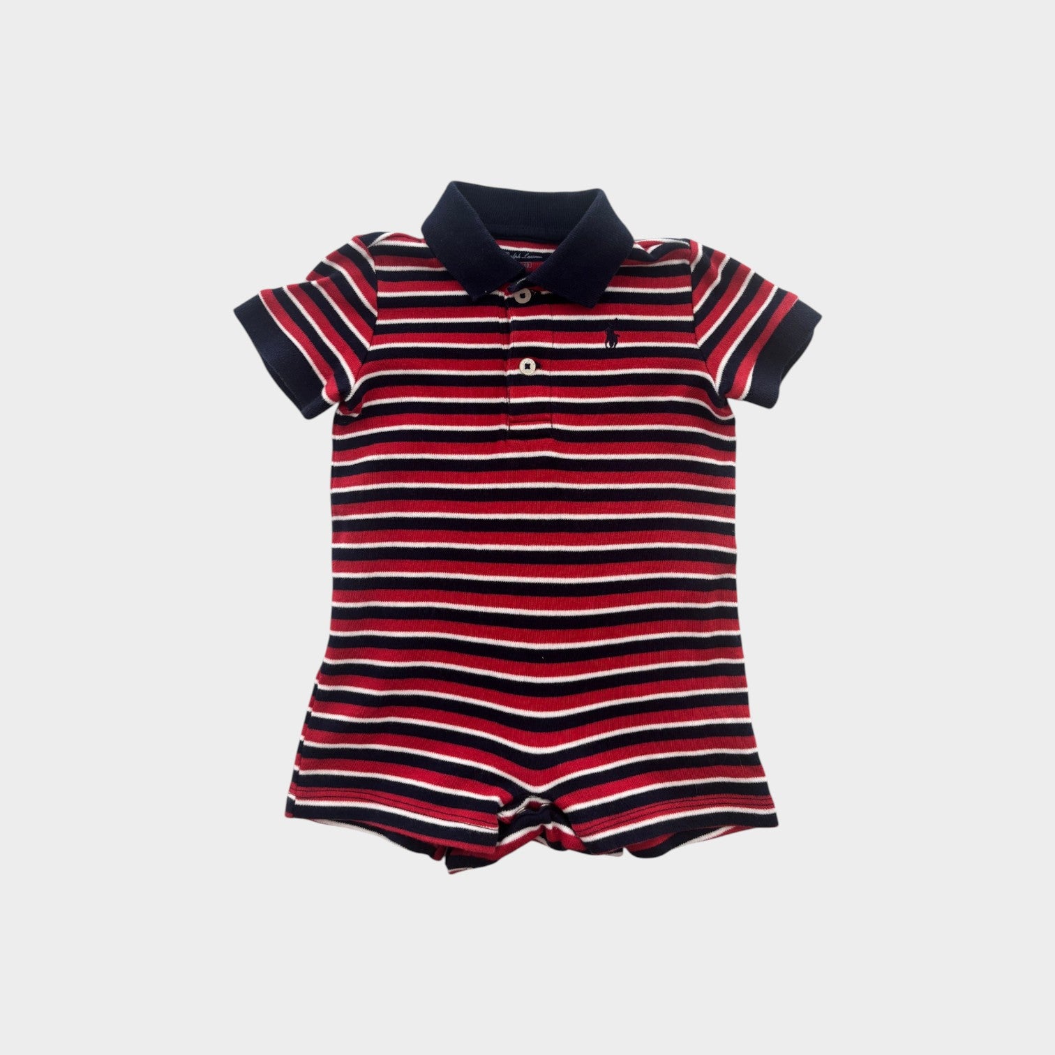 RL Striped Polo Romper, Size 000