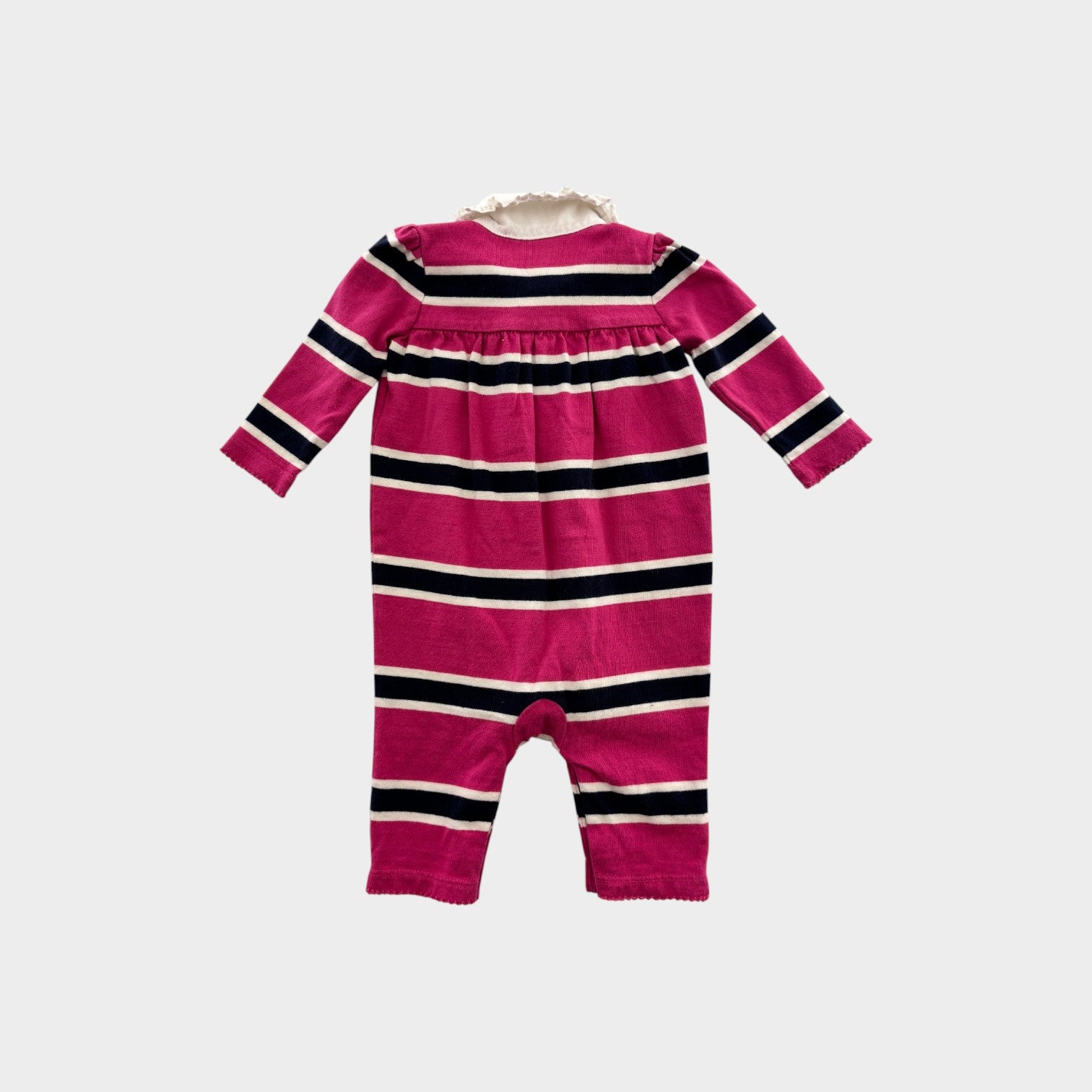 RL Stripe Collar Romper, Size 000