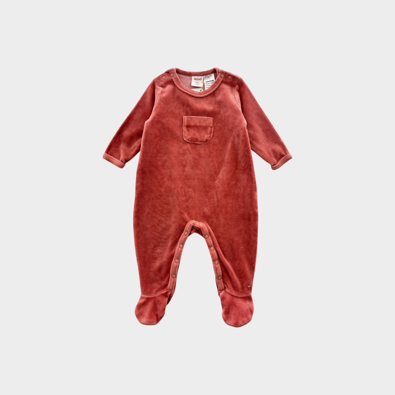 Seed Heritage Mauve Velour Onesie, Size 000