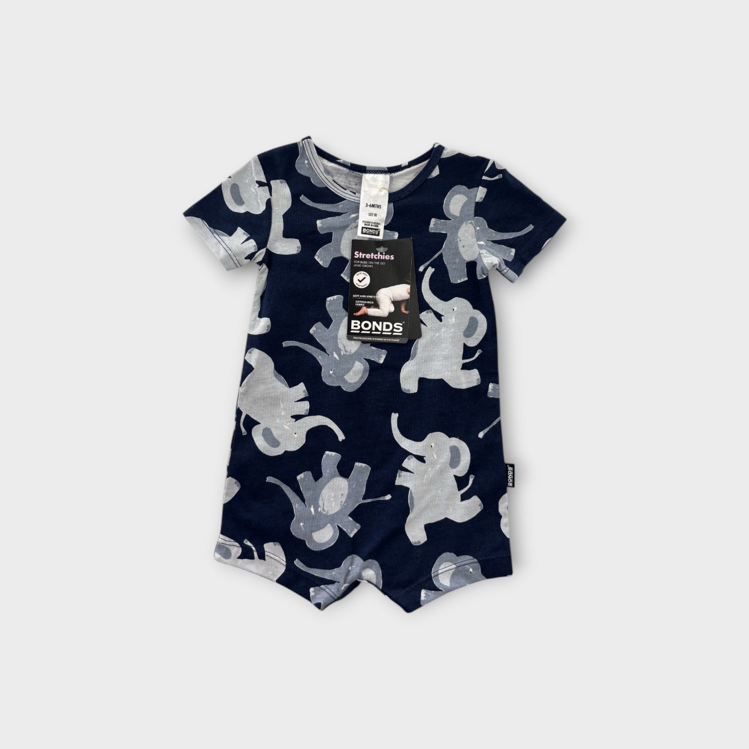 Bonds Elephant Print Romper, Size 00