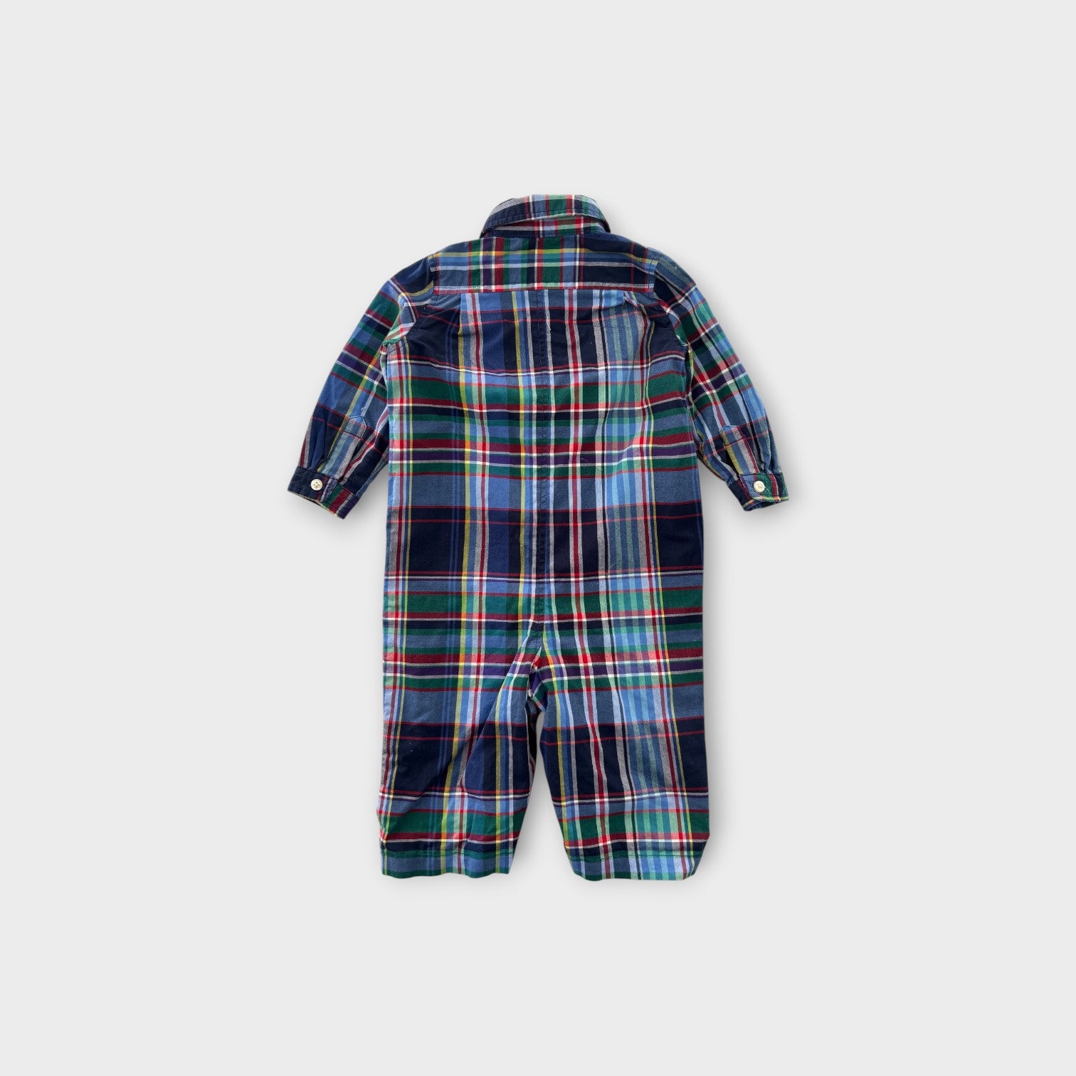 RL Plaid Long Sleeve Romper, Size 00