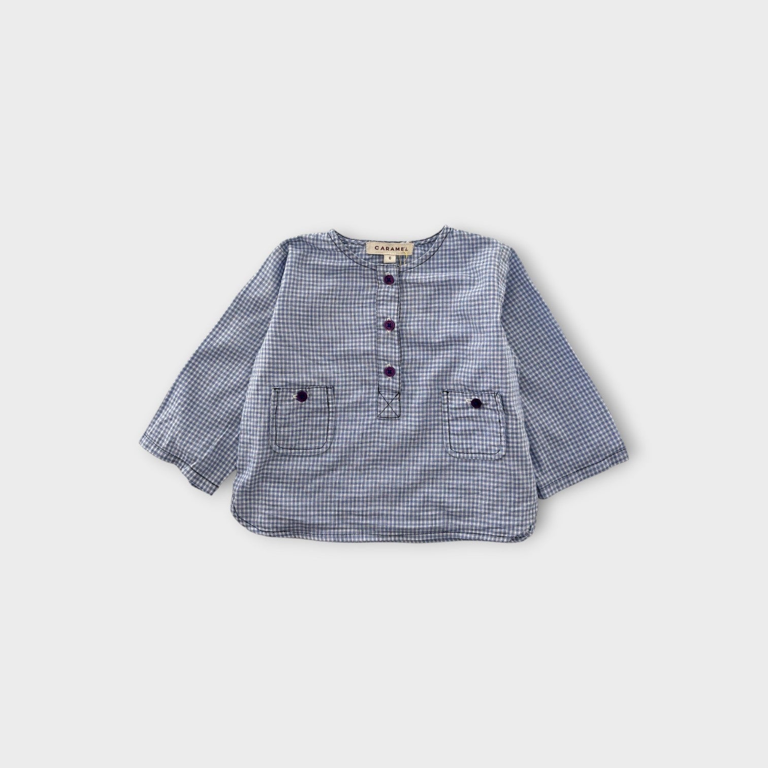 Caramel Blue Check Top, Size 00