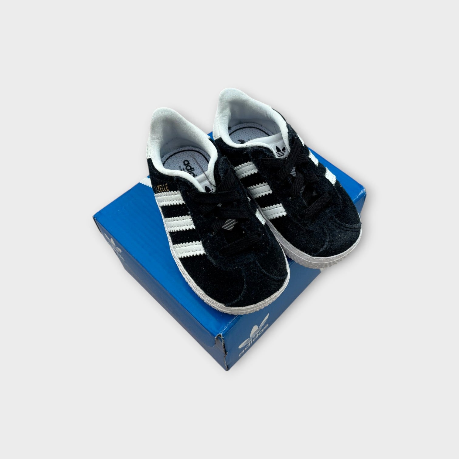 Adidas Black Gazelle Sneakers, Size EU 19