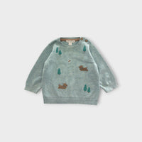 Purebaby Dogs & Trees Knit Sweater, Size 00