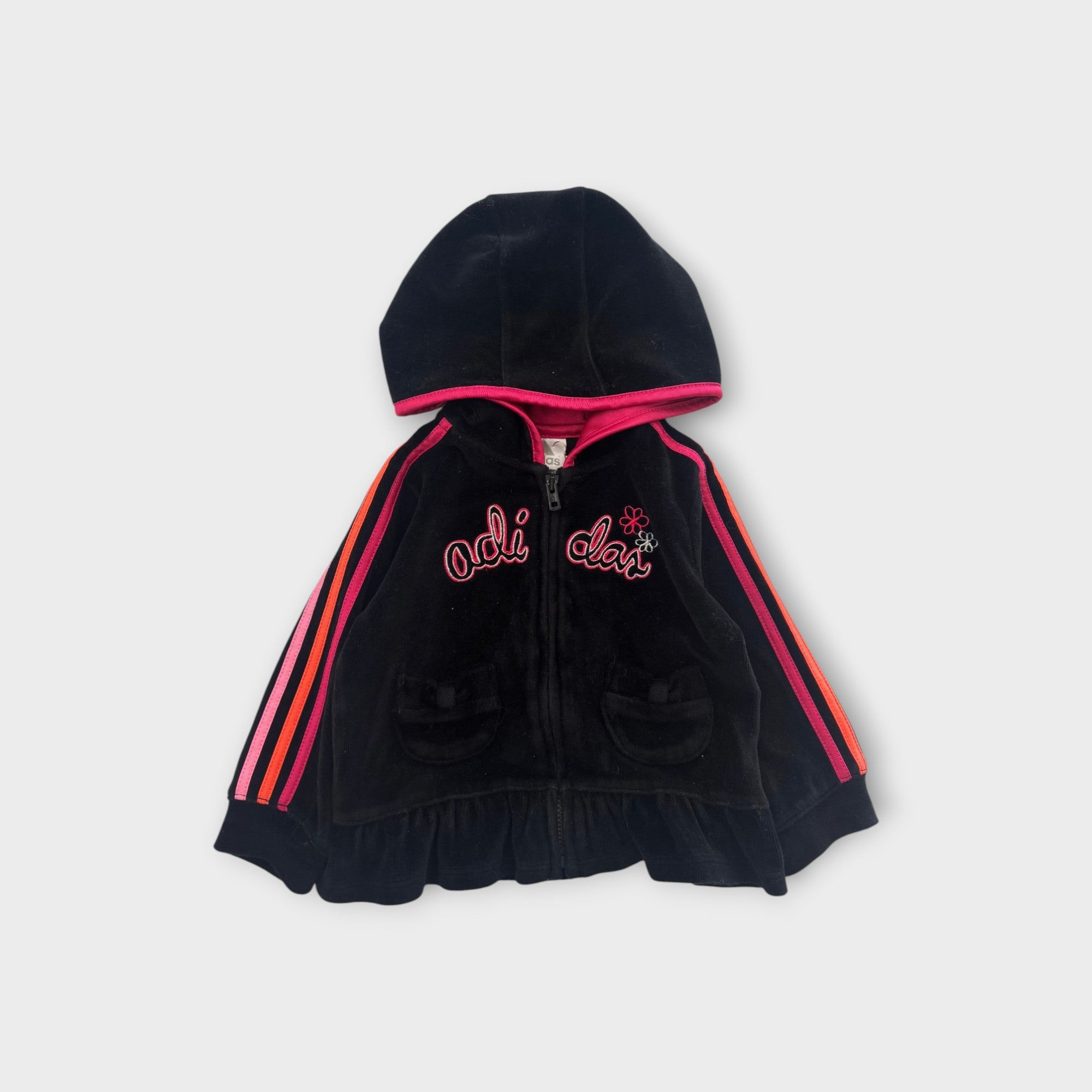 Adidas Black Velour Jacket, Size 00