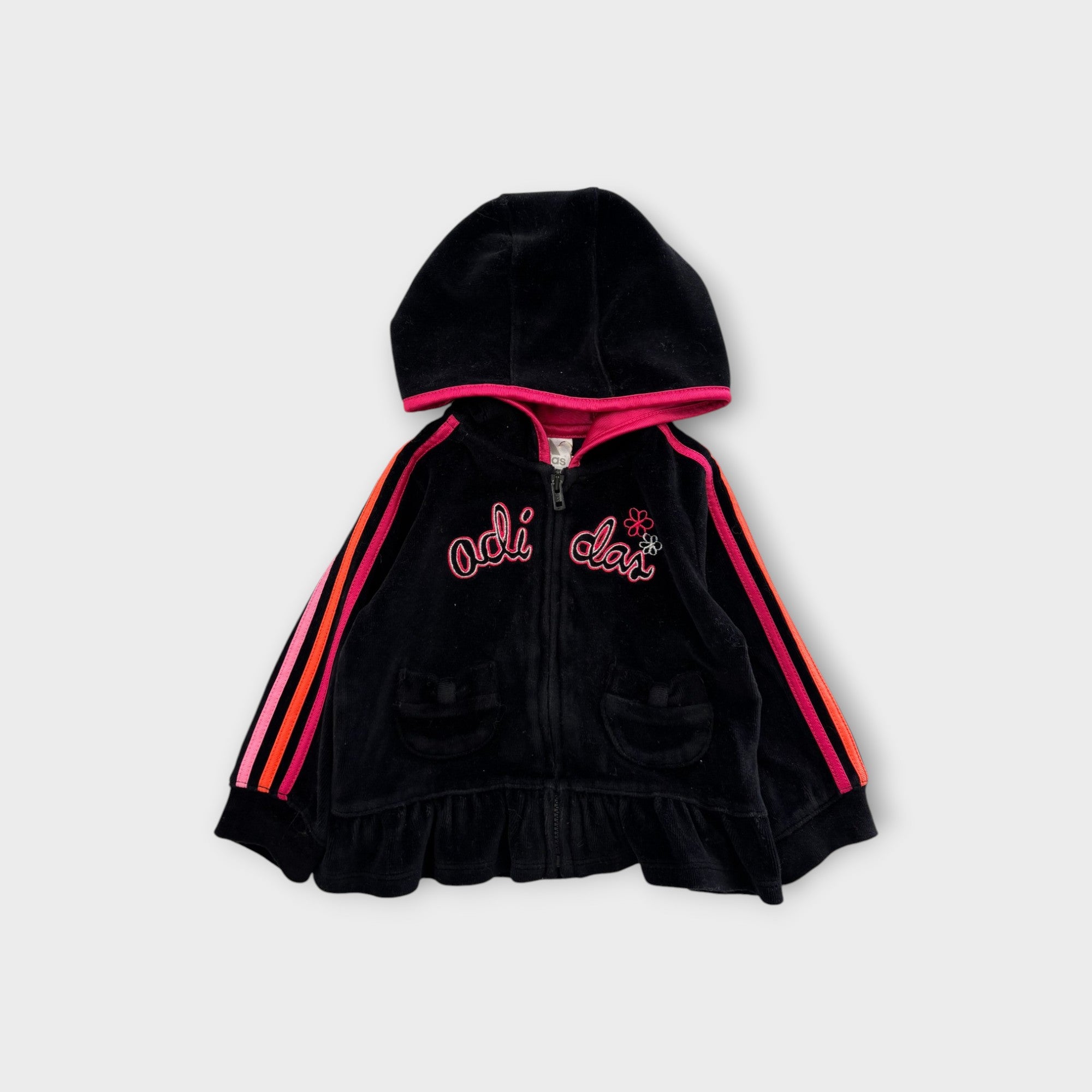 Adidas Black Velour Jacket, Size 00
