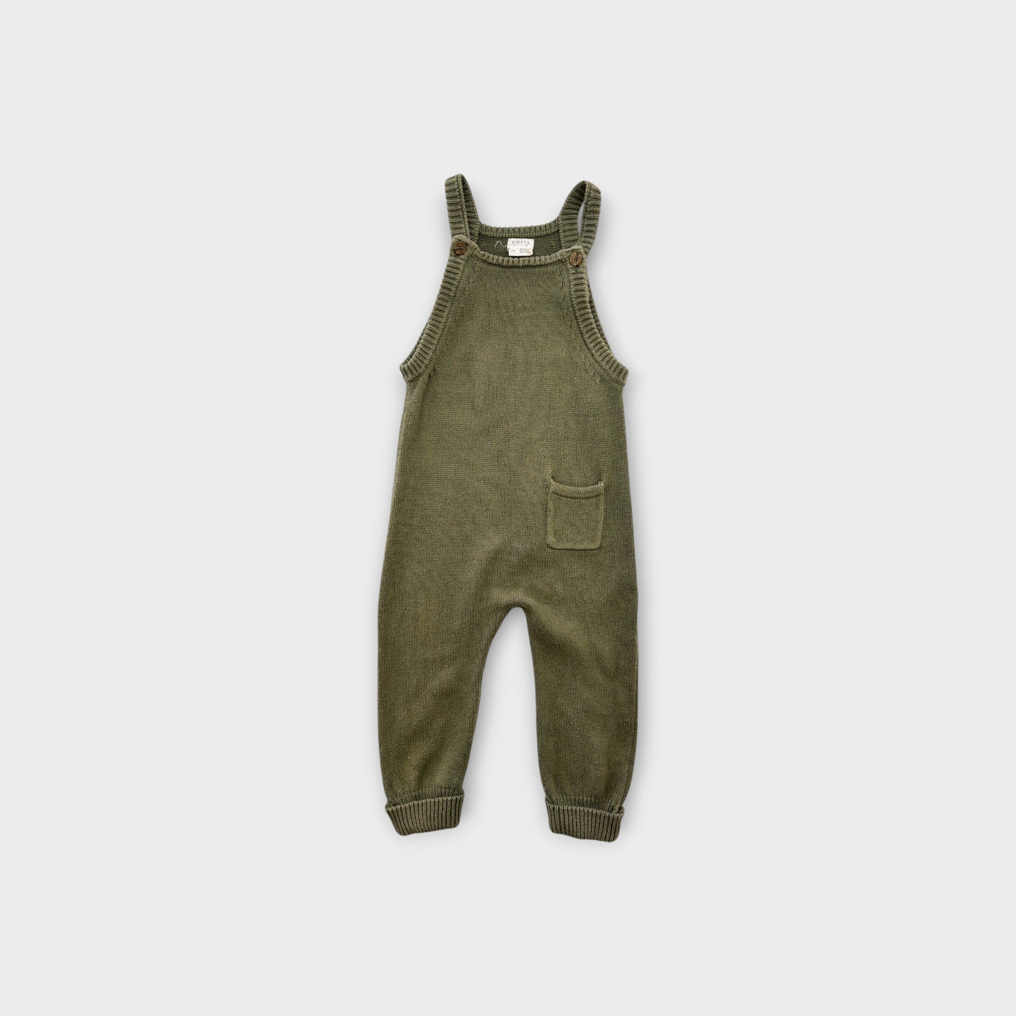 Firsts Green Knit Overalls, Size 0