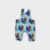 Cheeky Chickadee Surfing Platypus Overalls, Size 0