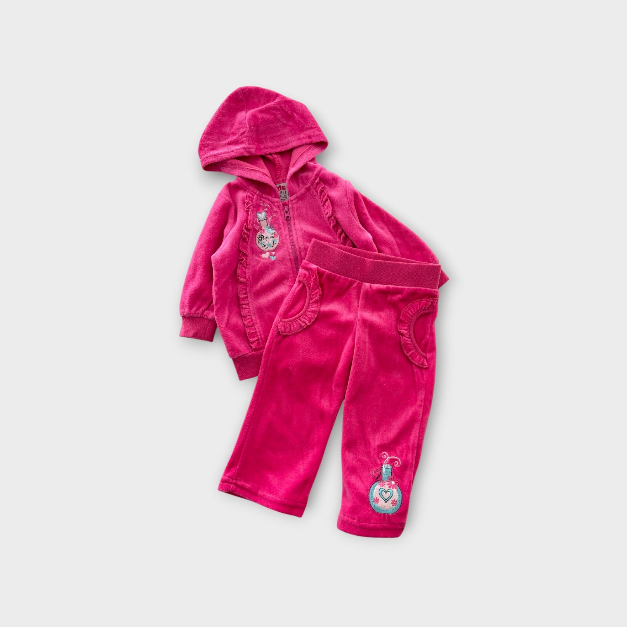 Vintage Pink Velour Tracksuit Set, Size 0
