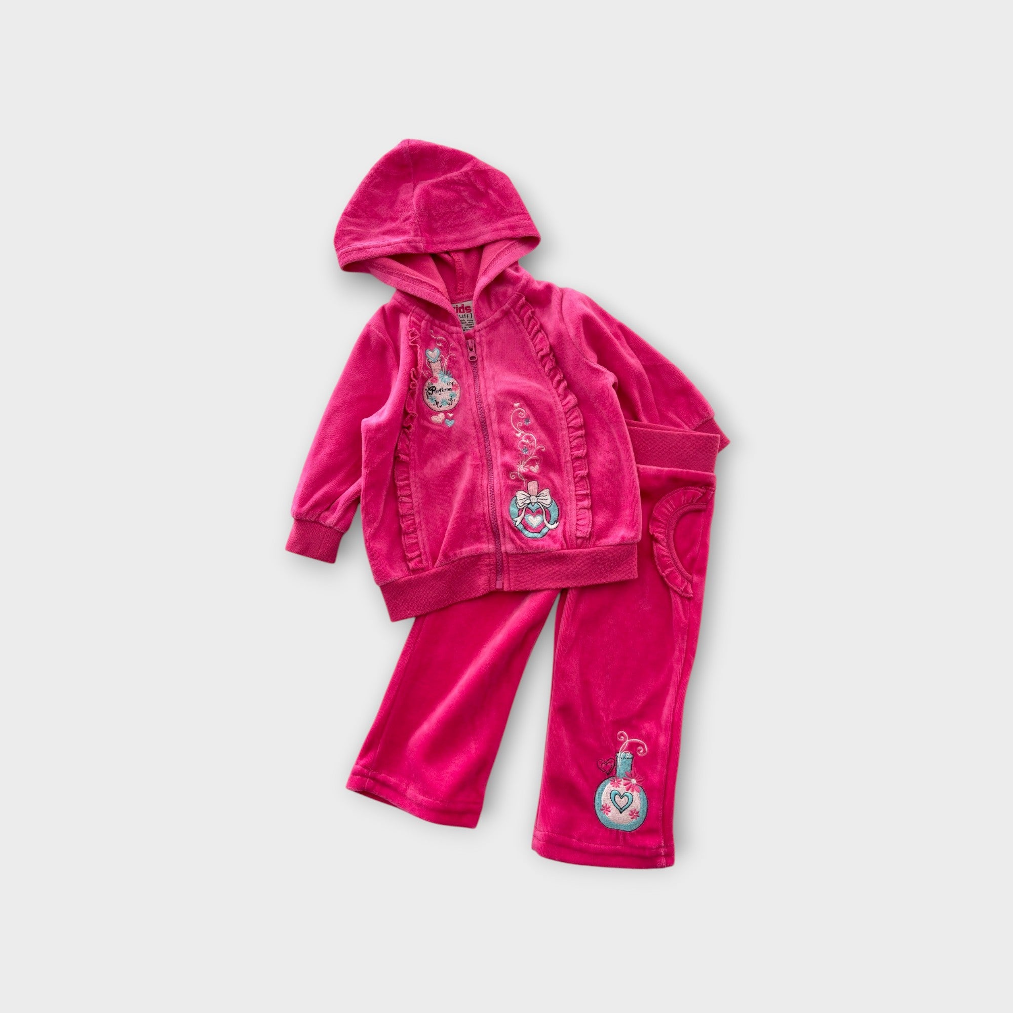 Vintage Pink Velour Tracksuit Set, Size 0