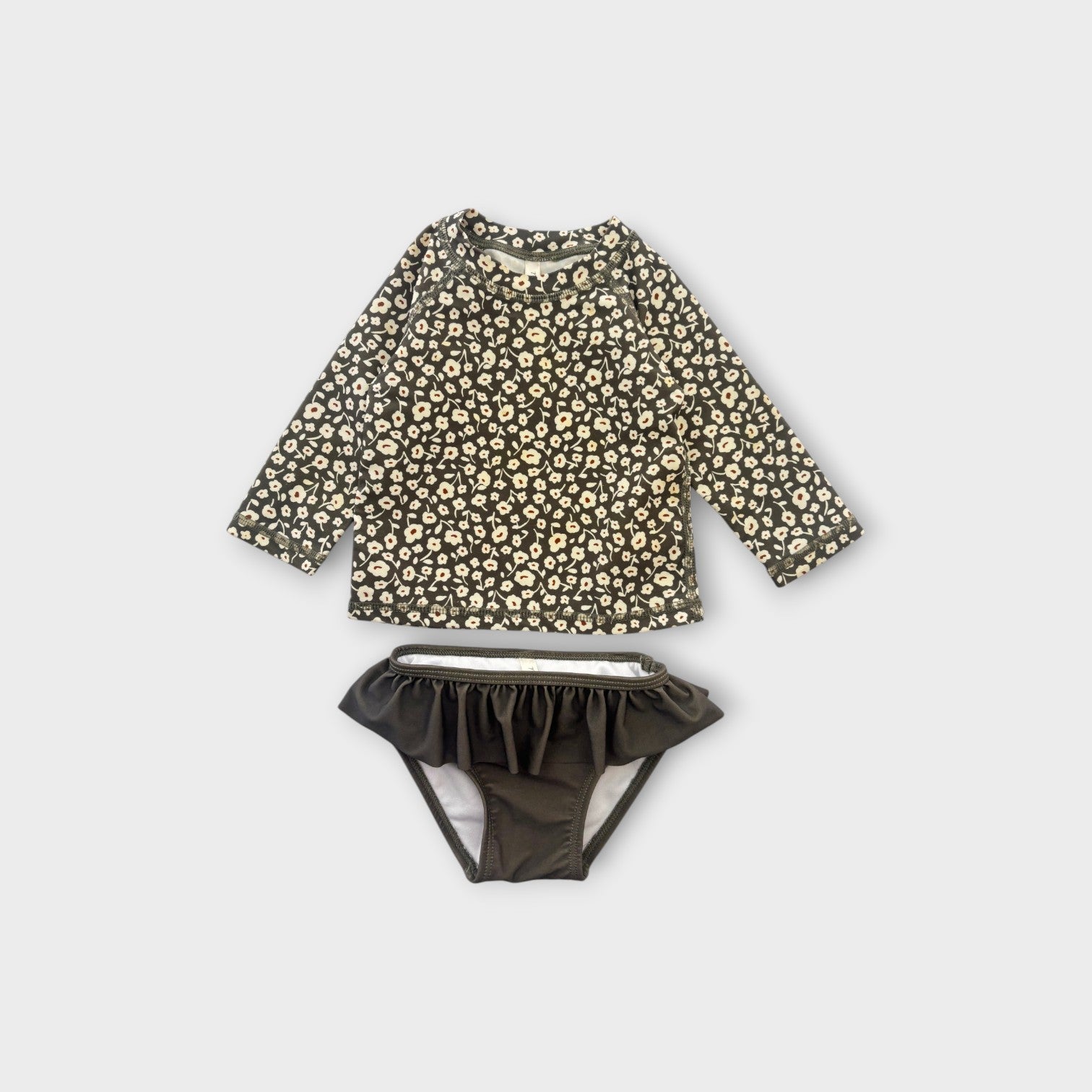 Rylee & Cru Green Floral Swim Set, Size 00