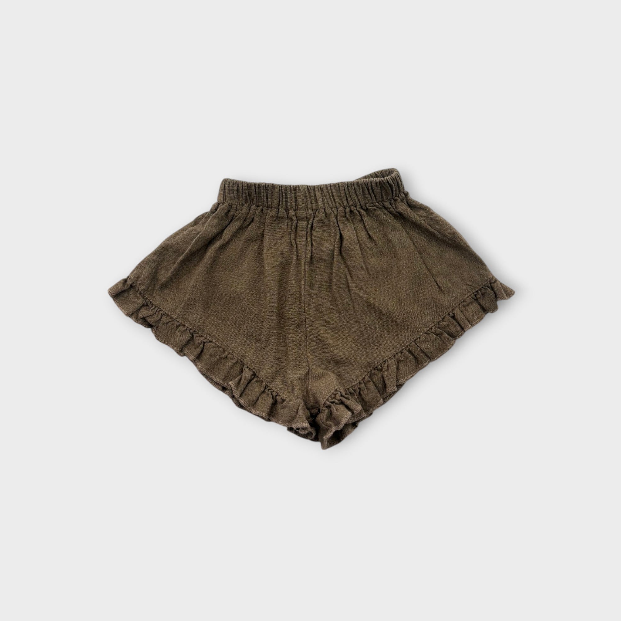 Sunday Skies Brown Linen Shorts, Size 1-2
