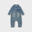 Milky Denim Boiler Suit, Size 1