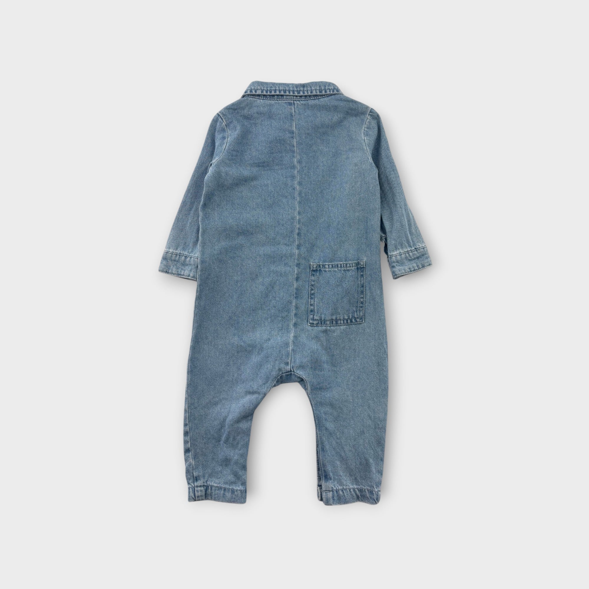 Milky Denim Boiler Suit, Size 1
