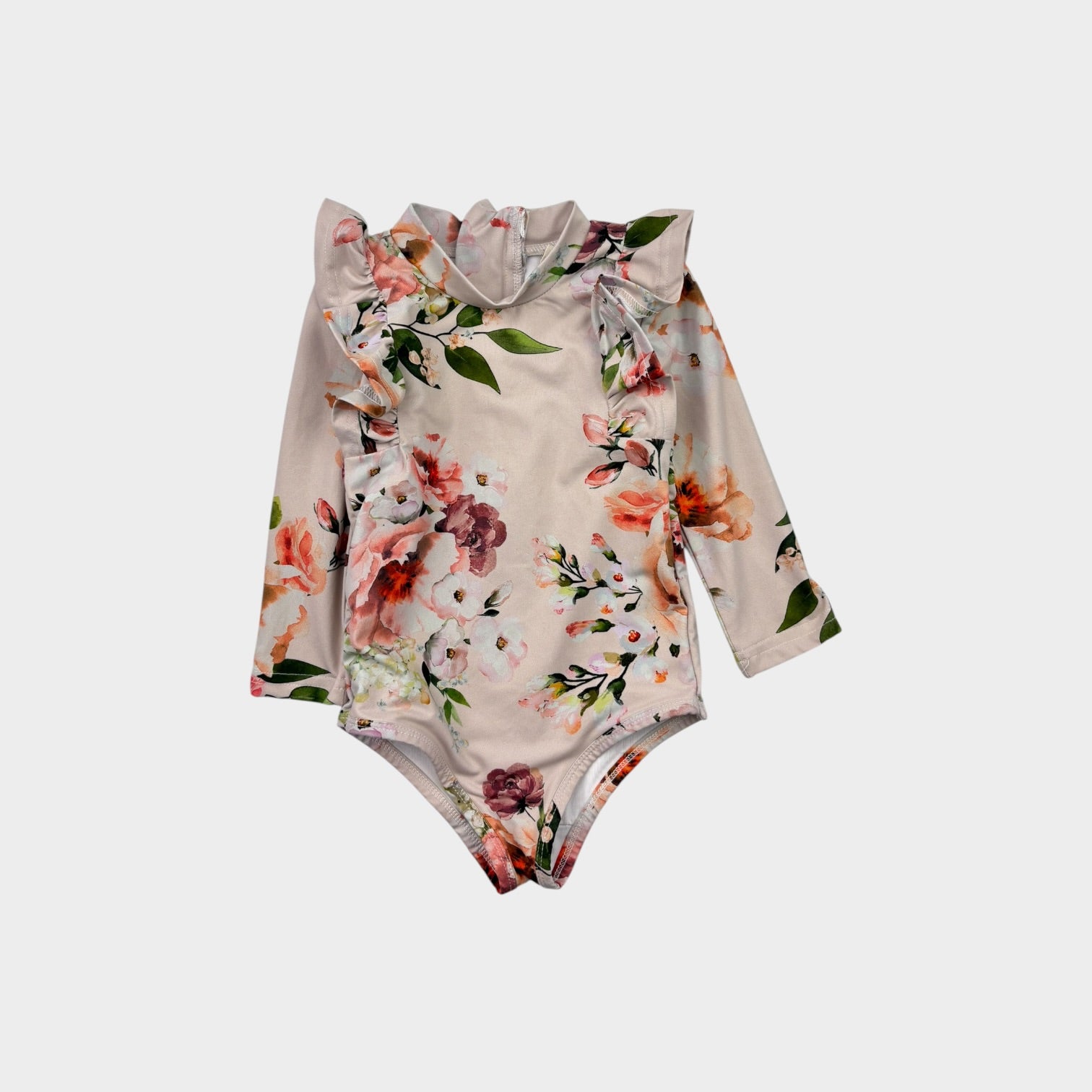 Floral Long Sleeve Swimsuit, Size 1