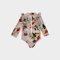 Floral Long Sleeve Swimsuit, Size 1