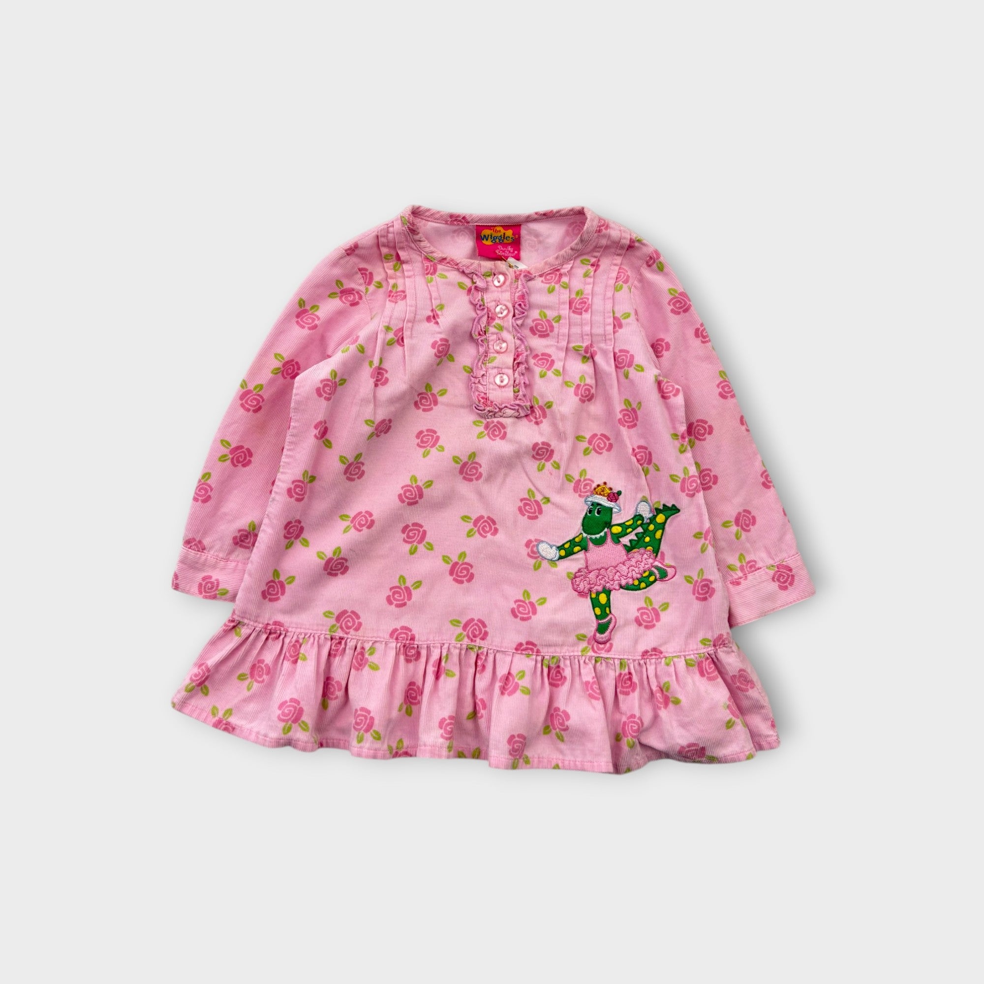 Retro Dorothy Dinosaur Corduroy Dress, Size 2